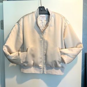 FRAME Denim/ Atelier satin bomber jacket! IVORY - size medium